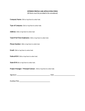 Offeror Profile and Application Form