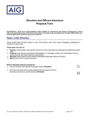 Directors and Officers Insurance Proposal Form