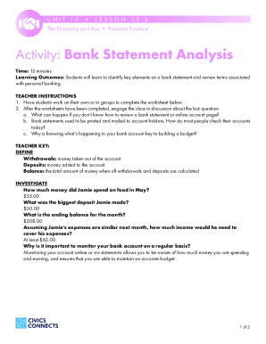 Bank Statement Analysis Worksheet