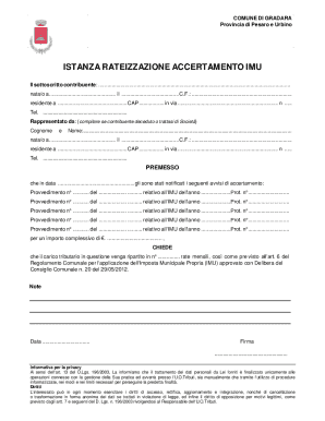 IMU Rateization Request Form