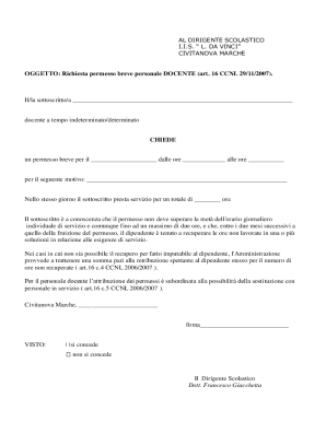 Teacher Short Personal Leave Request