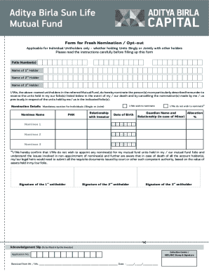 Mutual Fund Nomination Form