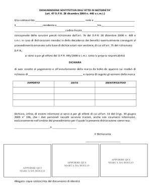 Italian Declaration of Substitution of Notoriety