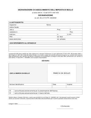 Italian Stamp Duty Exemption Declaration