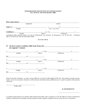 Italian Residency Declaration Form