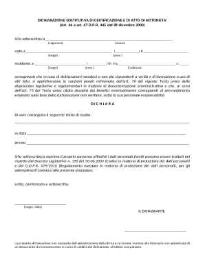 Italian Self-Certification Form