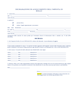 Italian Stamp Duty Exemption Declaration