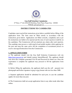 Goa Staff Selection Commission Application Form