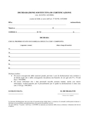 Italian Self-Certification Declaration