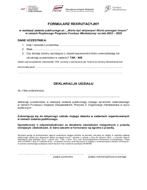 Recruitment Form for Youth Program