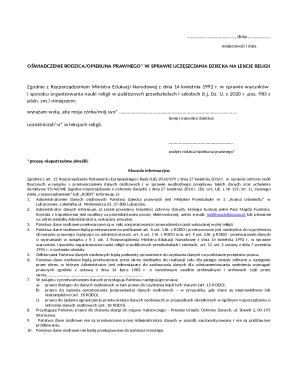 Parent Guardian Affidavit for Religious Education