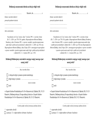 Polish School Religion or Ethics Attendance Declaration