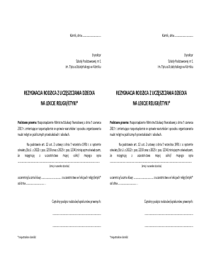 Parent Resignation from Religion/Ethics Classes