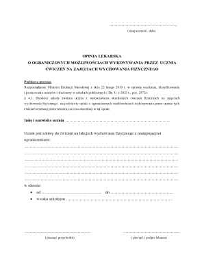 Medical Opinion on Limited Physical Education Participation