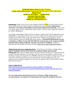 Honors Thesis Syllabus Template