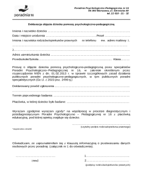 Psychological-Pedagogical Assistance Declaration