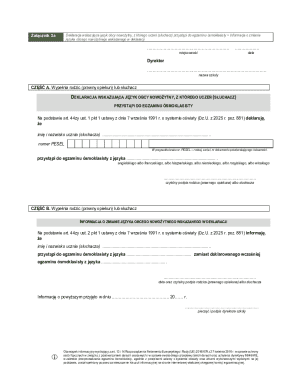 Polish 8th Grade Foreign Language Exam Declaration