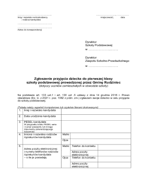 Polish School Enrollment Form