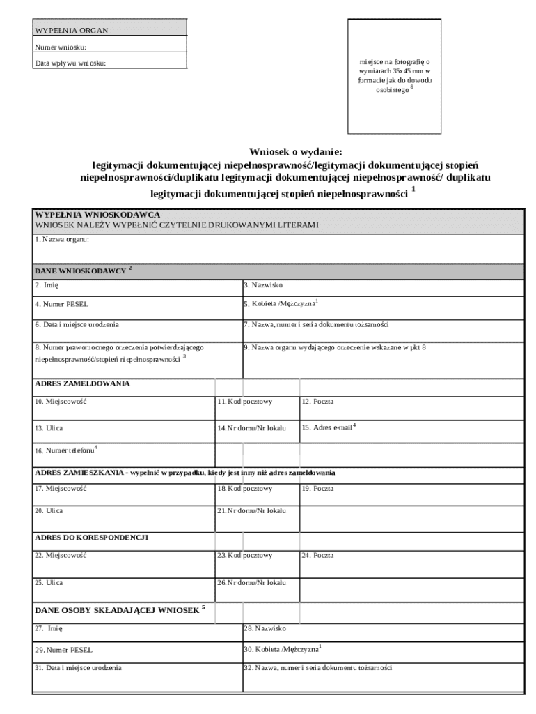 Disability ID Application Form - Blank Fillable Template | Fill Out ...