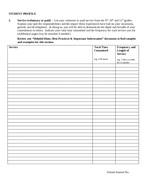 Student Profile Service Form