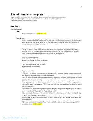 Recruitment Form Template