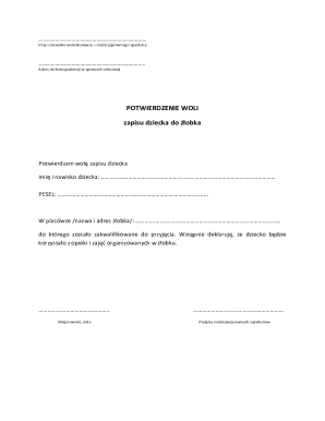 Childcare Enrollment Confirmation Form