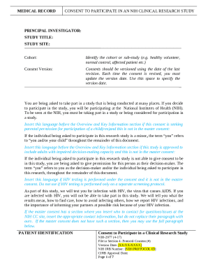NIH Clinical Research Study Consent Form