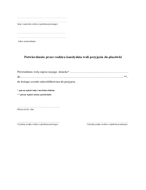 Parent Consent Form for Preschool Admission