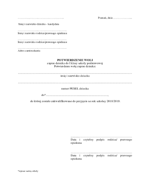 Polish School Enrollment Confirmation