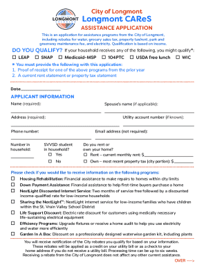 Longmont CAReS Assistance Application