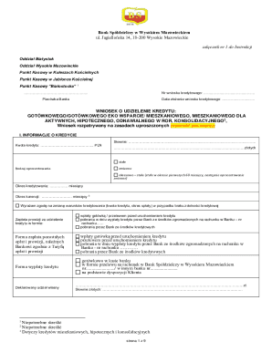 Bank Spółdzielczy Loan Application Form