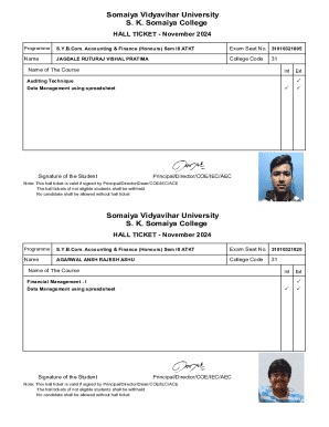 Hall Ticket - November 2024