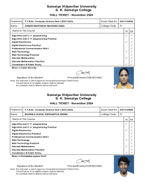 Somaiya Vidyavihar University Hall Ticket