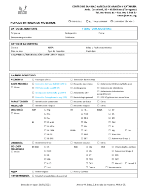 Avian Health Sample Entry Form