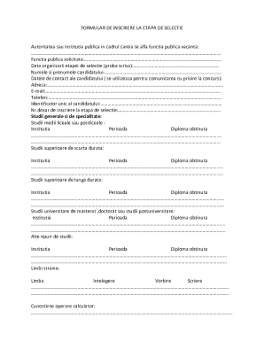 Romania Public Sector Job Application Form