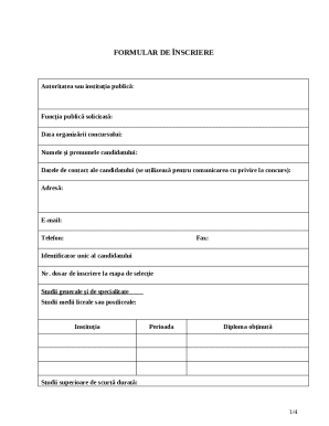 Romania Public Sector Job Application Form