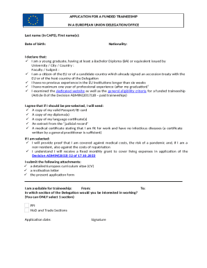 EU Traineeship Application Form