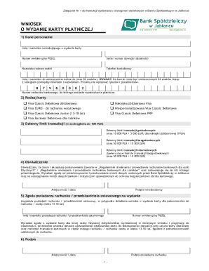 Application for Debit Card Issuance