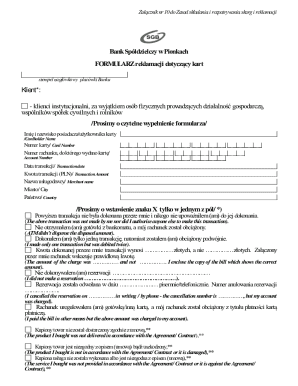 Bank Complaint Form for Card Transactions