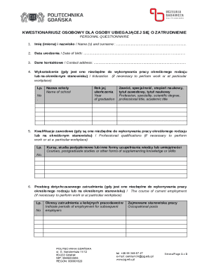 Poland Employment Application Form