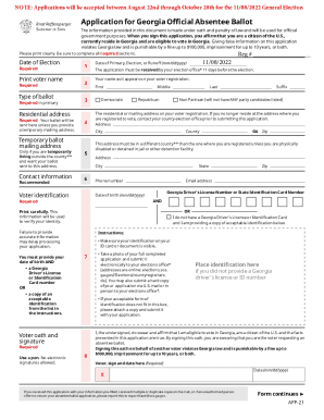 Georgia Official Absentee Ballot Application