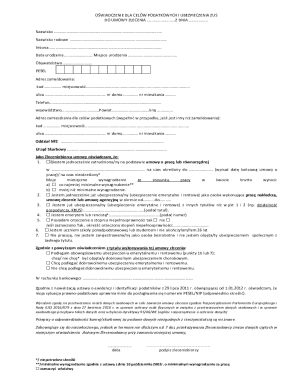 Polish Tax and ZUS Insurance Declaration for Contract of Mandate