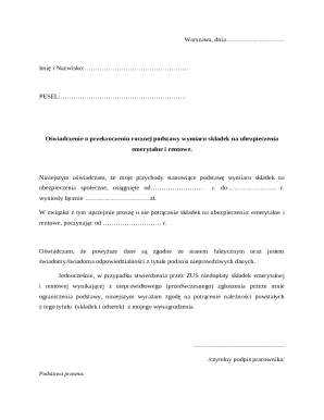 Polish Social Security Contribution Exemption Declaration