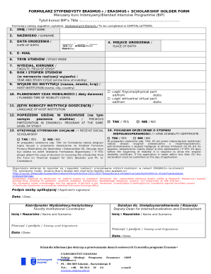 Erasmus+ Scholarship Holder Form