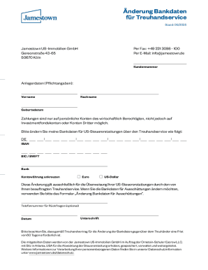 Bank Data Change Form for US Tax Refunds