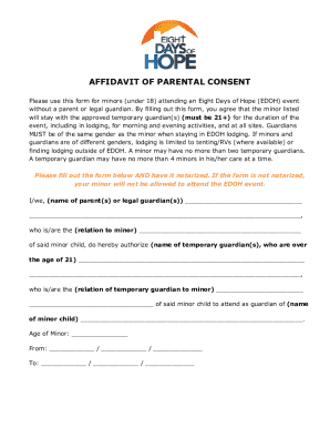 Affidavit of Parental Consent