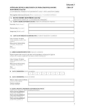 CRS-CP Tax Residency Self-Declaration Form