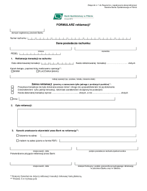 Bank Complaint Form