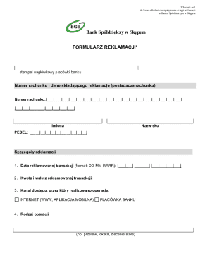 Bank Complaint Form
