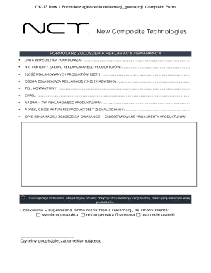 DK-13 Rew.1 Complaint Form